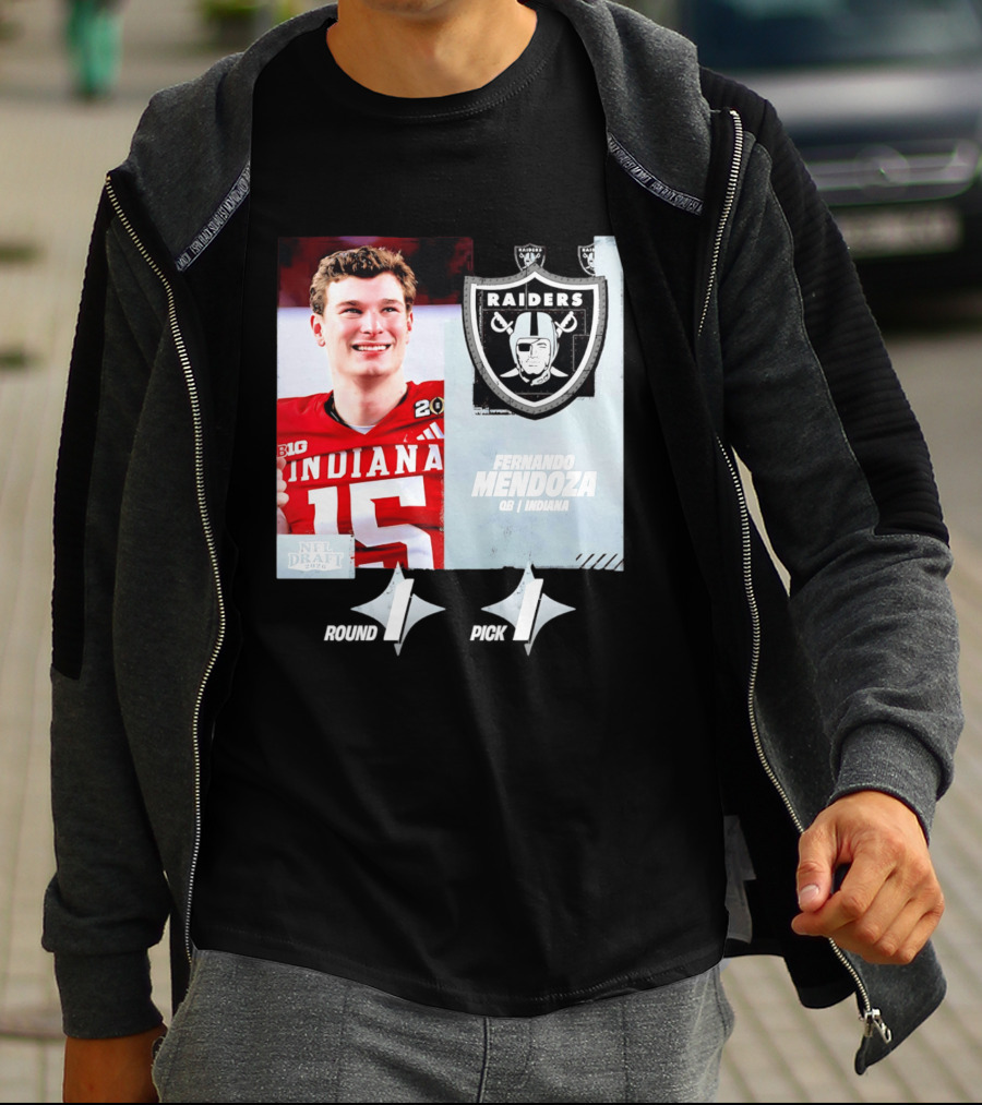 Fernando Mendoza QB Indiana Las Vegas Raiders Round 1 Pick 1 NFL Draft 2026 T-Shirt
