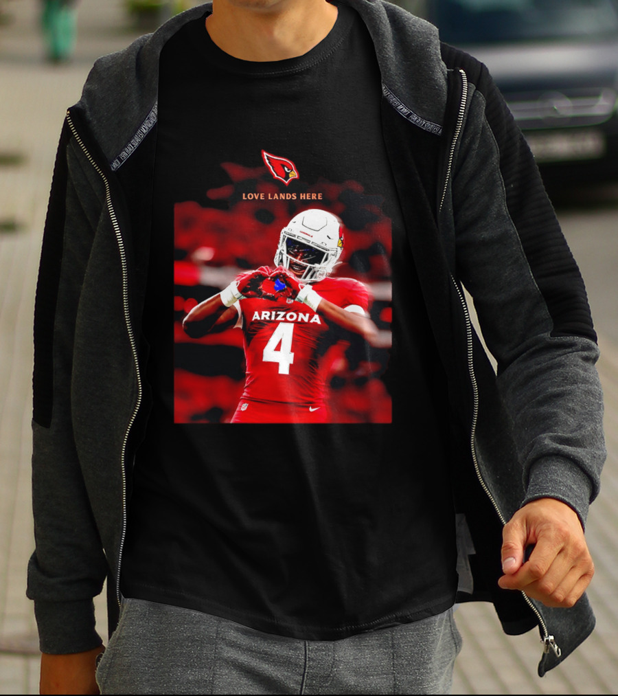 Love Lands Here Arizona Cardinals Football Player Number 4 T-Shirt