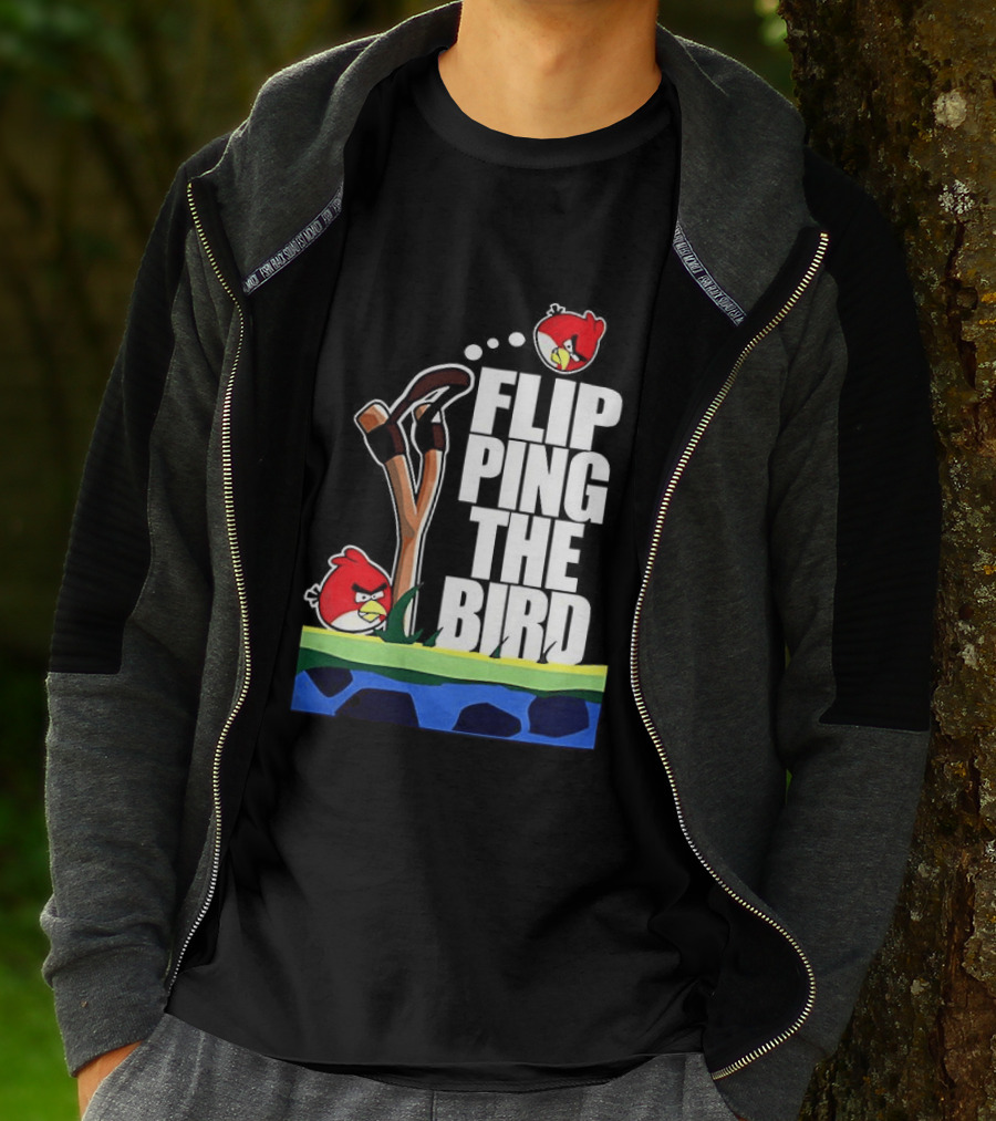 Flipping The Bird Angry Slingshot Birds T-Shirt