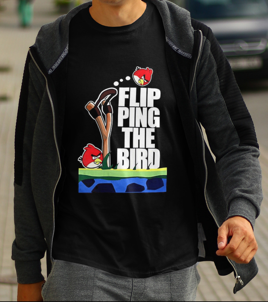Flipping The Bird Angry Slingshot Birds T-Shirt