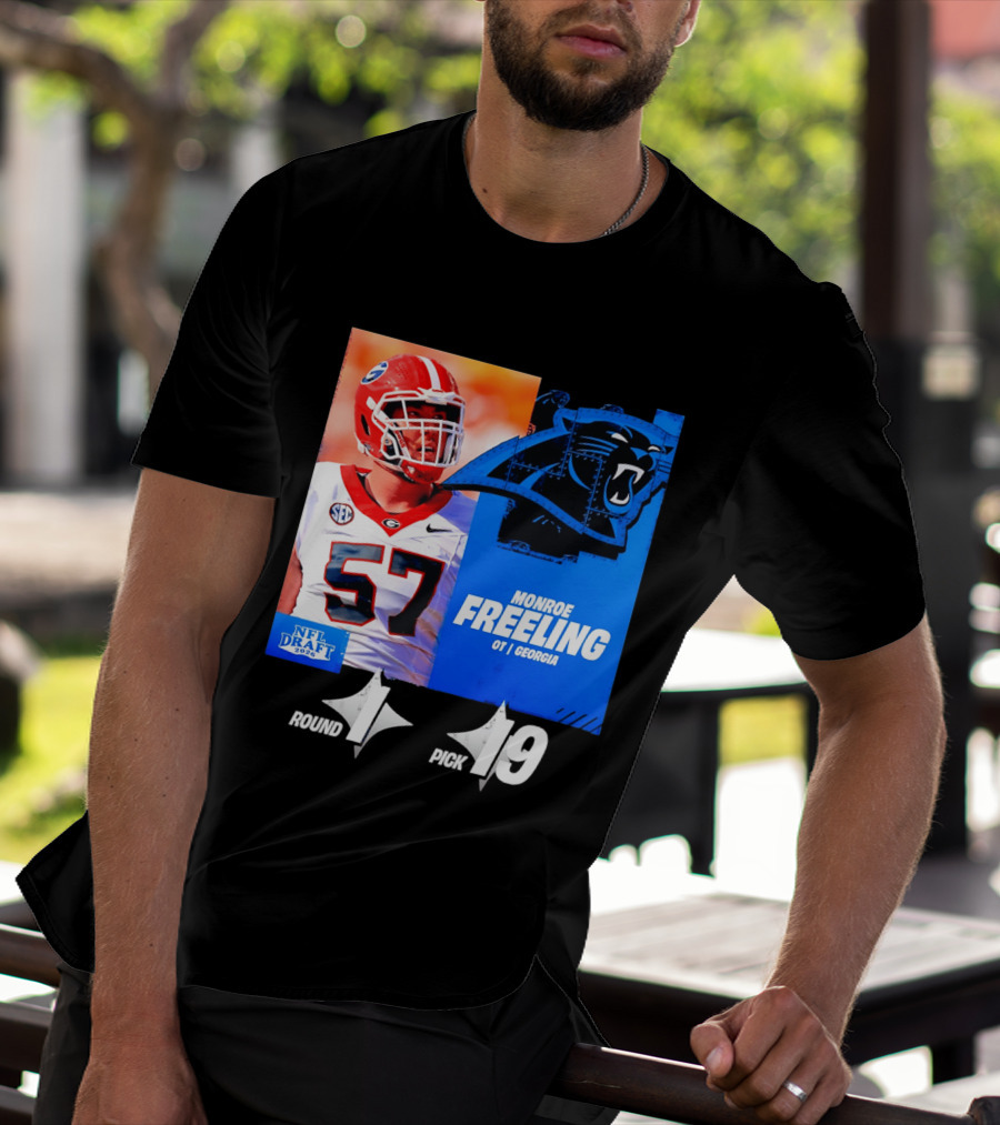 Monroe Freeling Georgia OT Round 1 Pick 19 Carolina Panthers 2026 NFL Draft T-Shirt