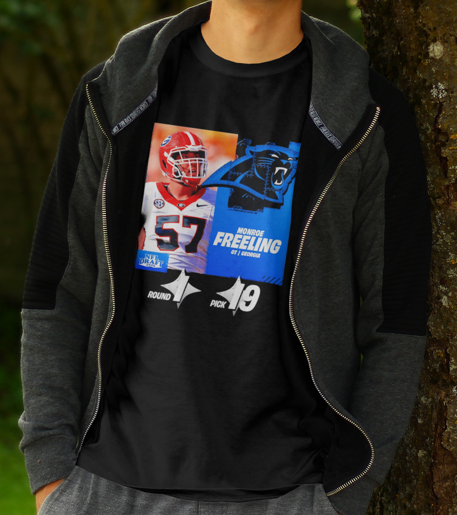 Monroe Freeling Georgia OT Round 1 Pick 19 Carolina Panthers 2026 NFL Draft T-Shirt