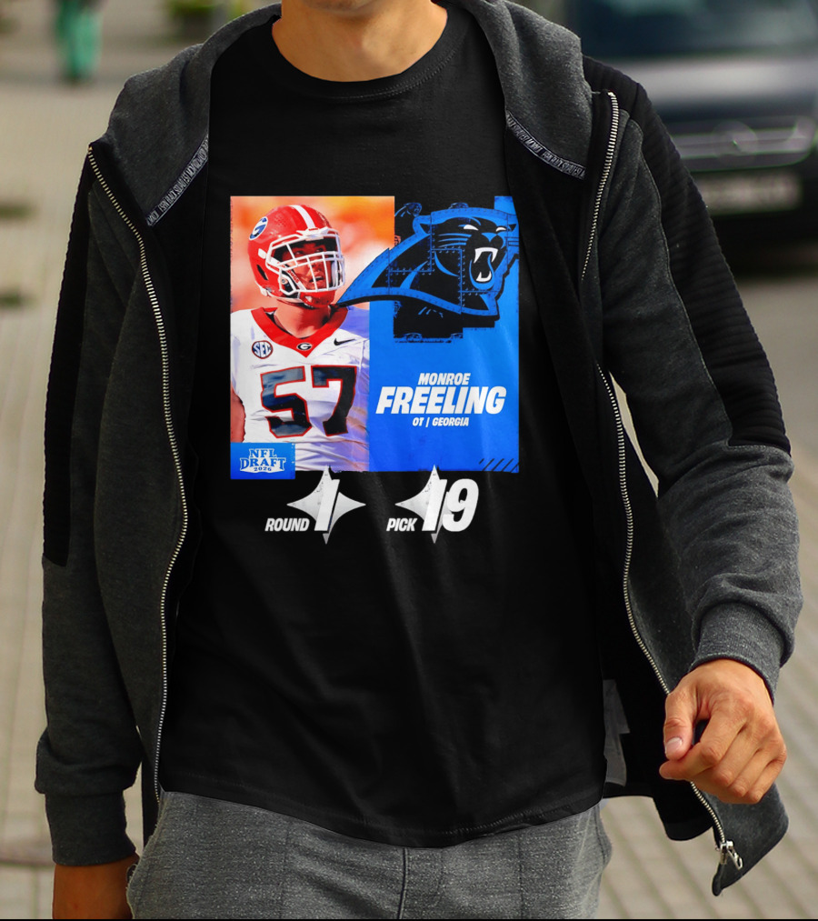 Monroe Freeling Georgia OT Round 1 Pick 19 Carolina Panthers 2026 NFL Draft T-Shirt