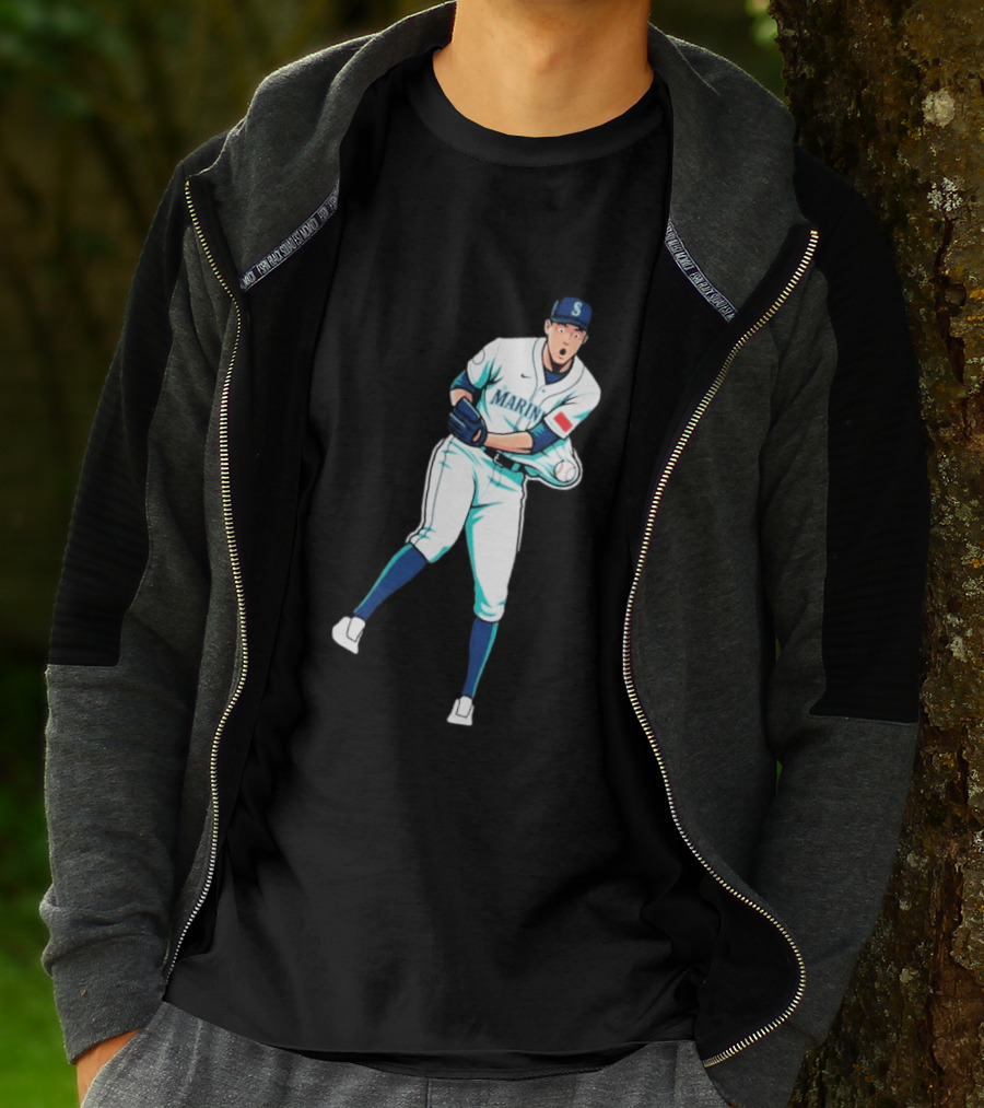 Mariners Gogan Gilbert Baseball Pitcher Action Scene T-Shirt