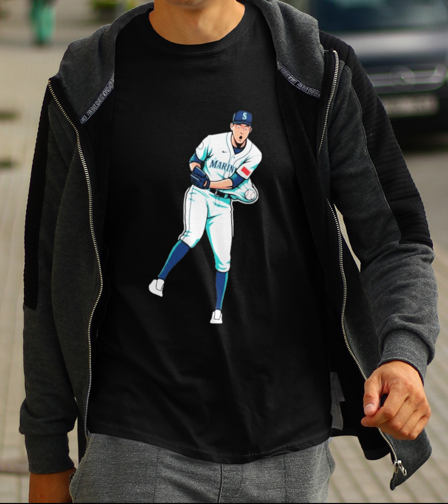 Mariners Gogan Gilbert Baseball Pitcher Action Scene T-Shirt