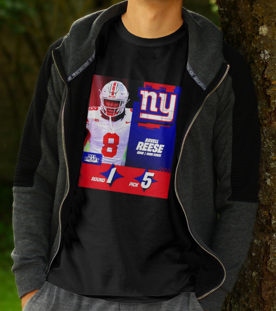 New York Giants NFL Draft 2026 Arvell Reese Ohio State Round 1 Pick 5 T-Shirt