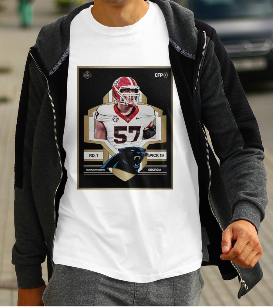 Georgia Monroe Freeling Pick 19 Carolina Panthers CFP Draft Round 1 T-Shirt