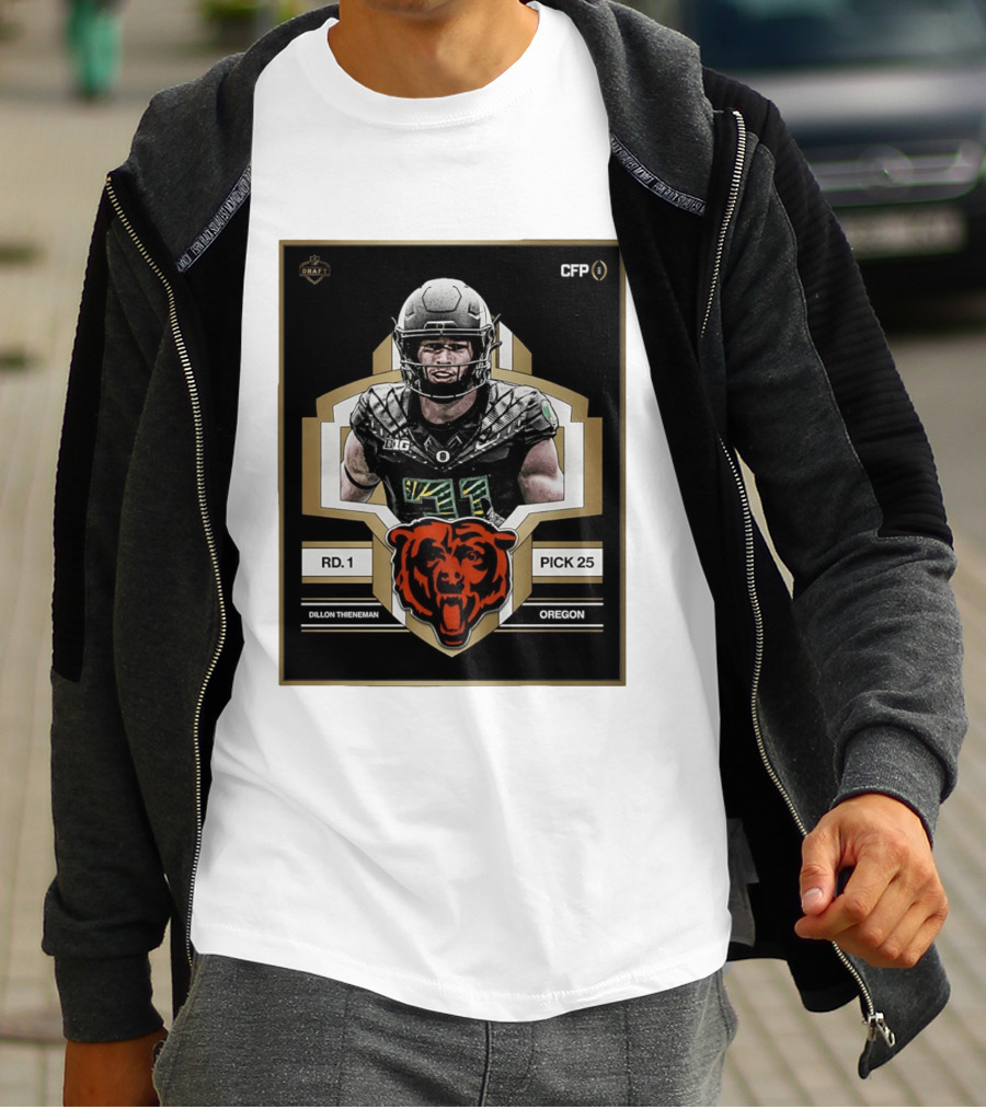 Dillon Thieneman RD 1 Pick 25 Oregon Chicago Bears 2026 Draft CFP T-Shirt