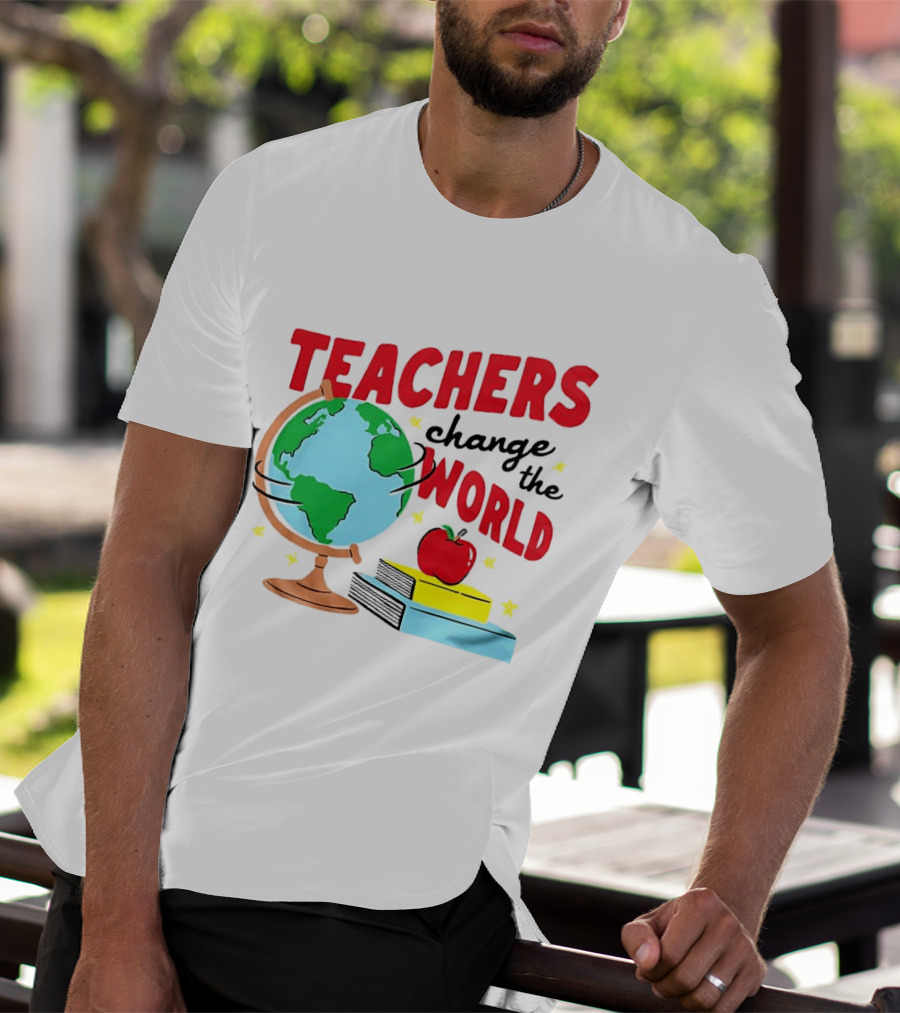 Teachers Change The World Globe Book Apple T-Shirt