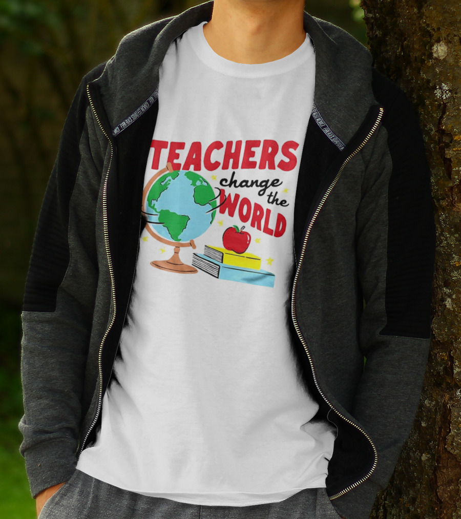Teachers Change The World Globe Book Apple T-Shirt