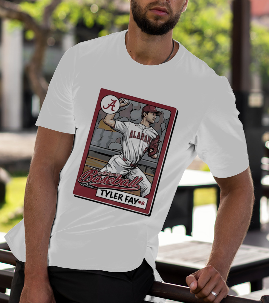 Alabama Crimson Tide Baseball Tyler Fay #8 Cartoon Card T-Shirt
