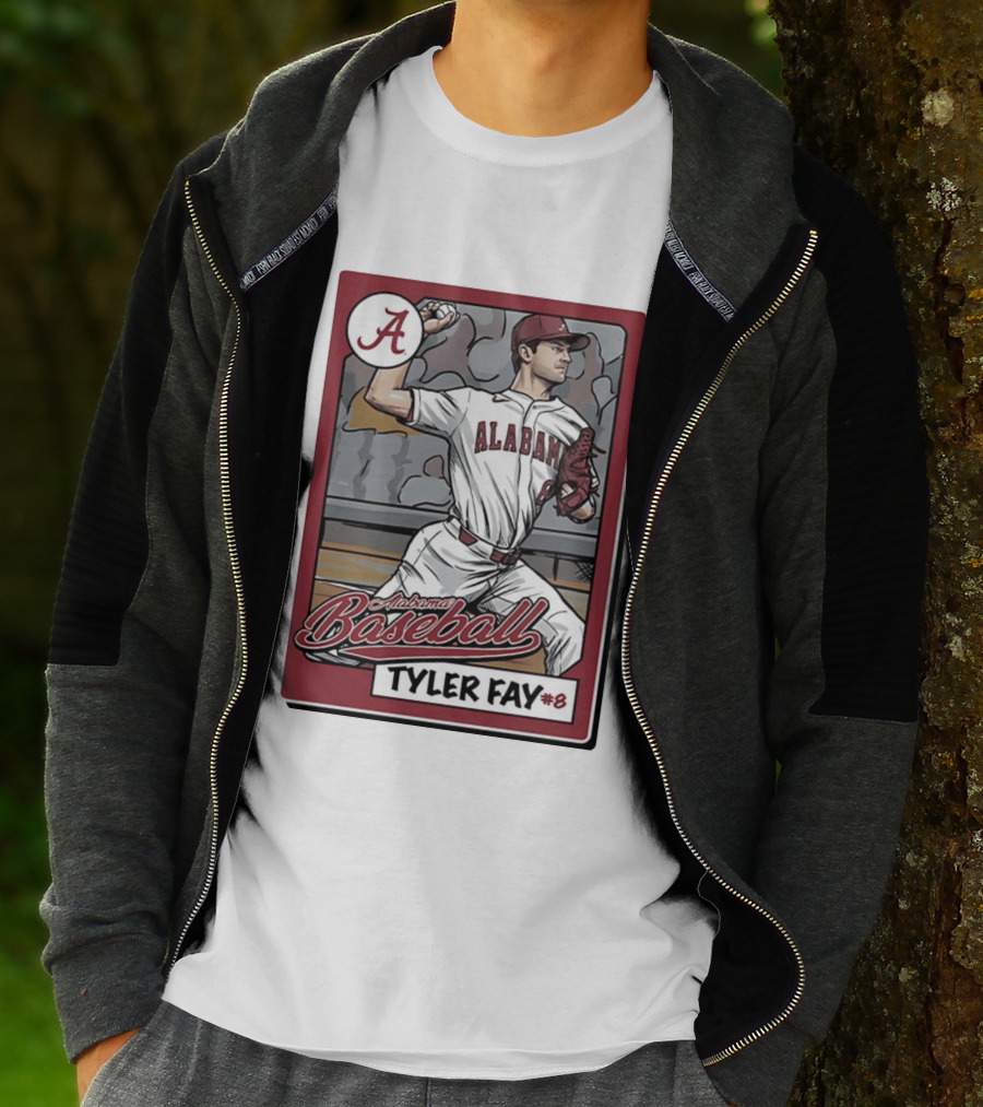 Alabama Crimson Tide Baseball Tyler Fay #8 Cartoon Card T-Shirt