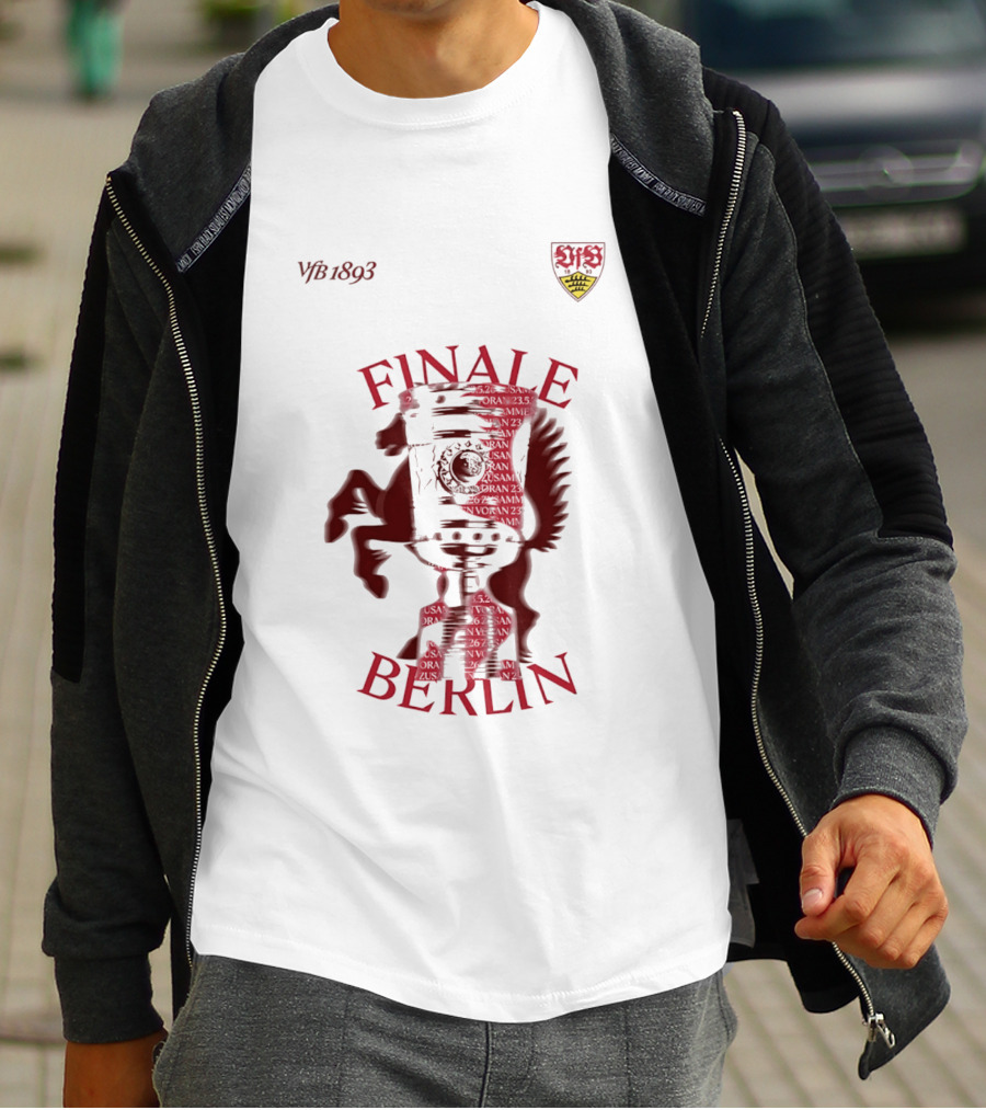 VfB 1893 Finale Berlin 2026 DFB Pokal Final Iconic Team Crest Featuring Red Trophy And Horse T-Shirt