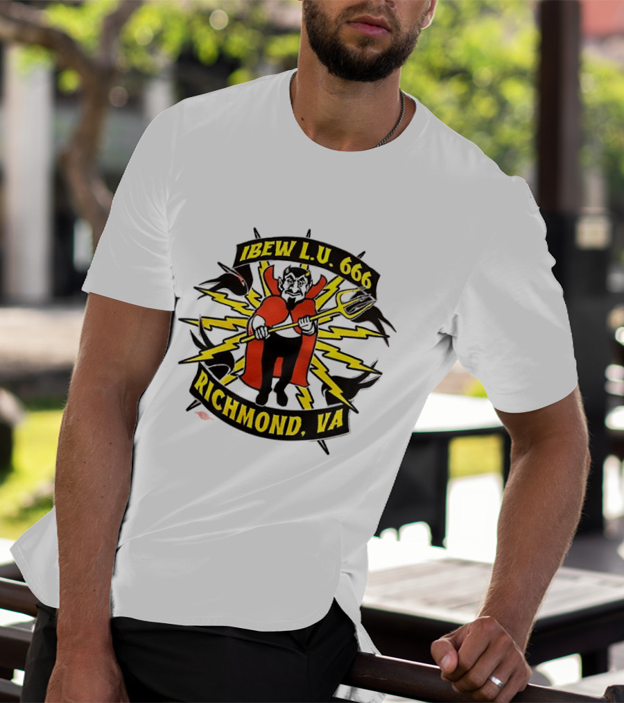 IBEW LU 666 Richmond VA Devil With Pitchfork And Lightning Bolts T-Shirt