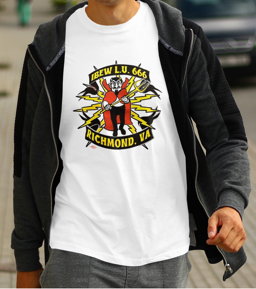 IBEW LU 666 Richmond VA Devil With Pitchfork And Lightning Bolts T-Shirt