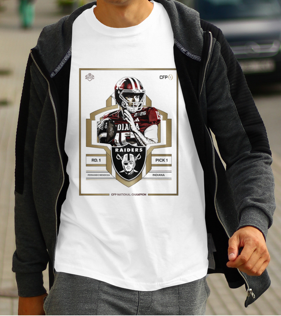 Las Vegas Raiders Fernando Mendoza Rd 1 Pick 1 Indiana CFP National Champion T-Shirt