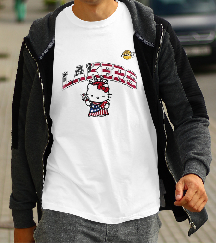 Los Angeles Lakers Hello Kitty Independence Day 1776 Celebration T-Shirt
