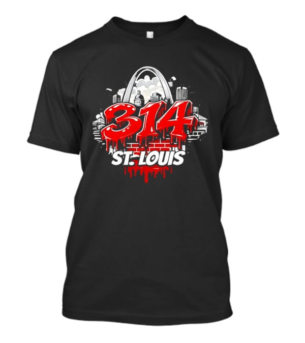 314 St Louis Blood Melting Skyline Arch Brick Wall T-Shirt