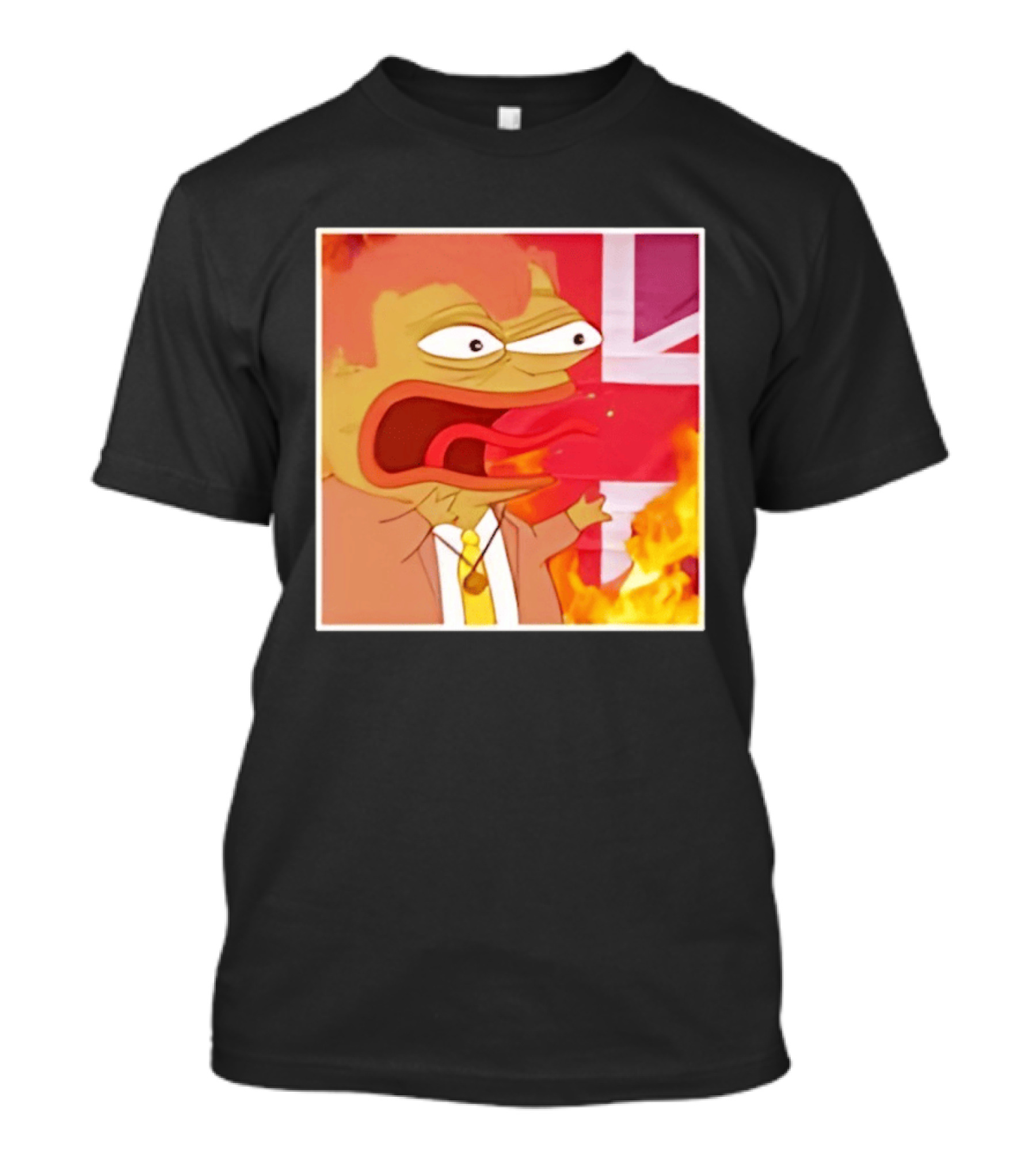 Frog Meme Flaming UK Flag Reaction T-Shirt