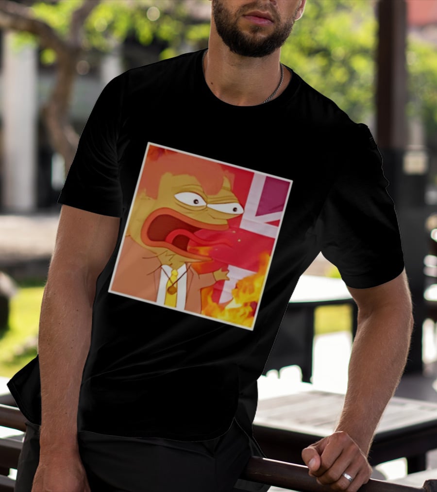Frog Meme Flaming UK Flag Reaction T-Shirt