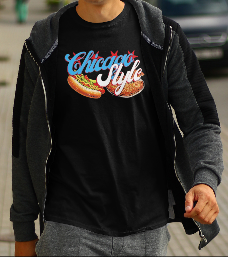 Chicago Style Hot Dog And Deep Dish Pizza T-Shirt