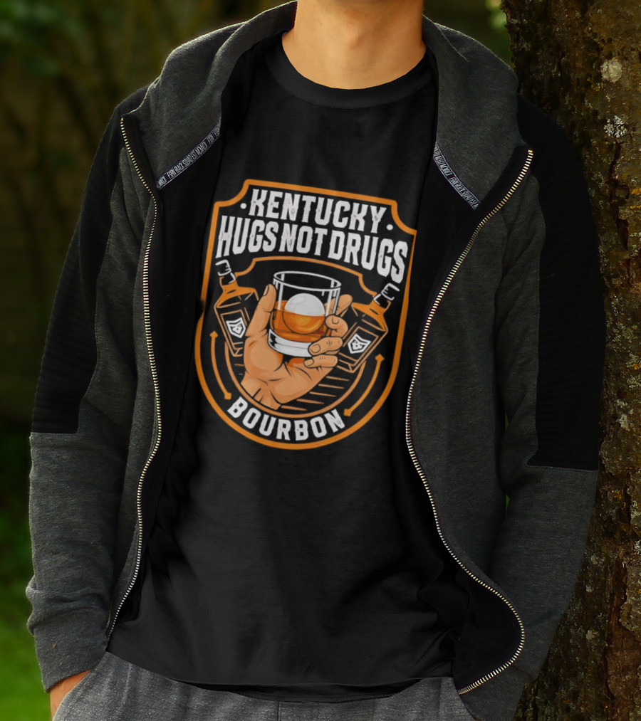 Kentucky Hugs Not Drugs Bourbon Whiskey Glass Holder T-Shirt