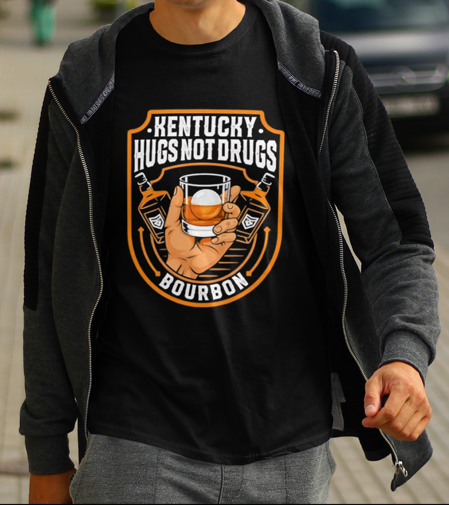 Kentucky Hugs Not Drugs Bourbon Whiskey Glass Holder T-Shirt