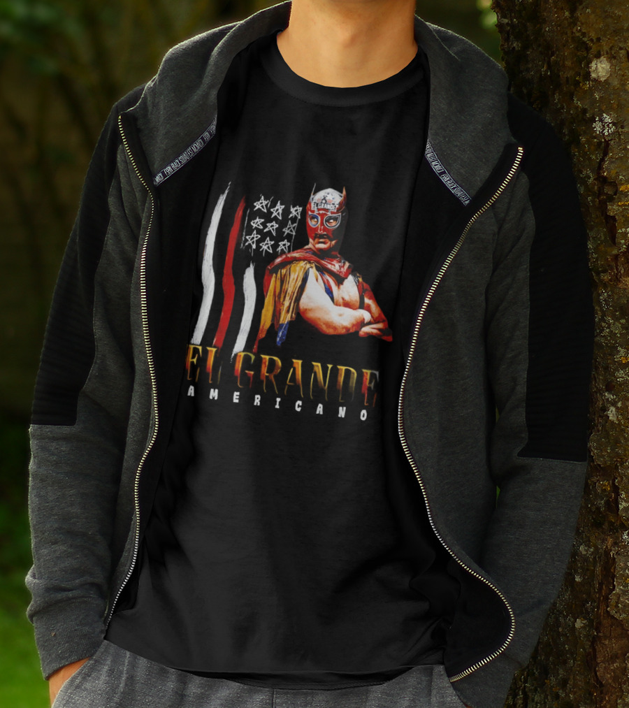 El Grande Americano WWE Flag Grunge Luchador Wrestler Mask Mexican T-Shirt