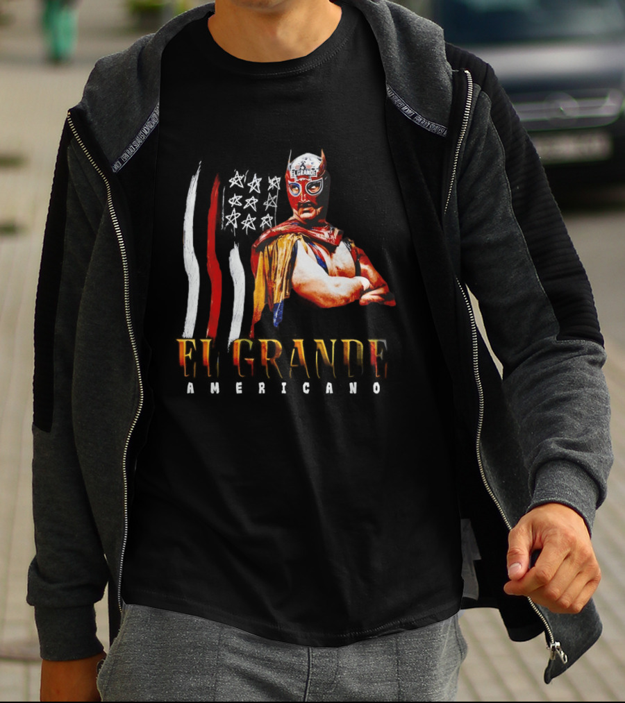 El Grande Americano WWE Flag Grunge Luchador Wrestler Mask Mexican T-Shirt