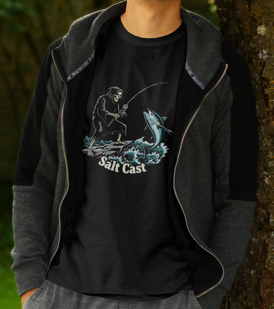 The Grim Reaper Fishing For Tuna On Sea Salt Cast T-Shirt