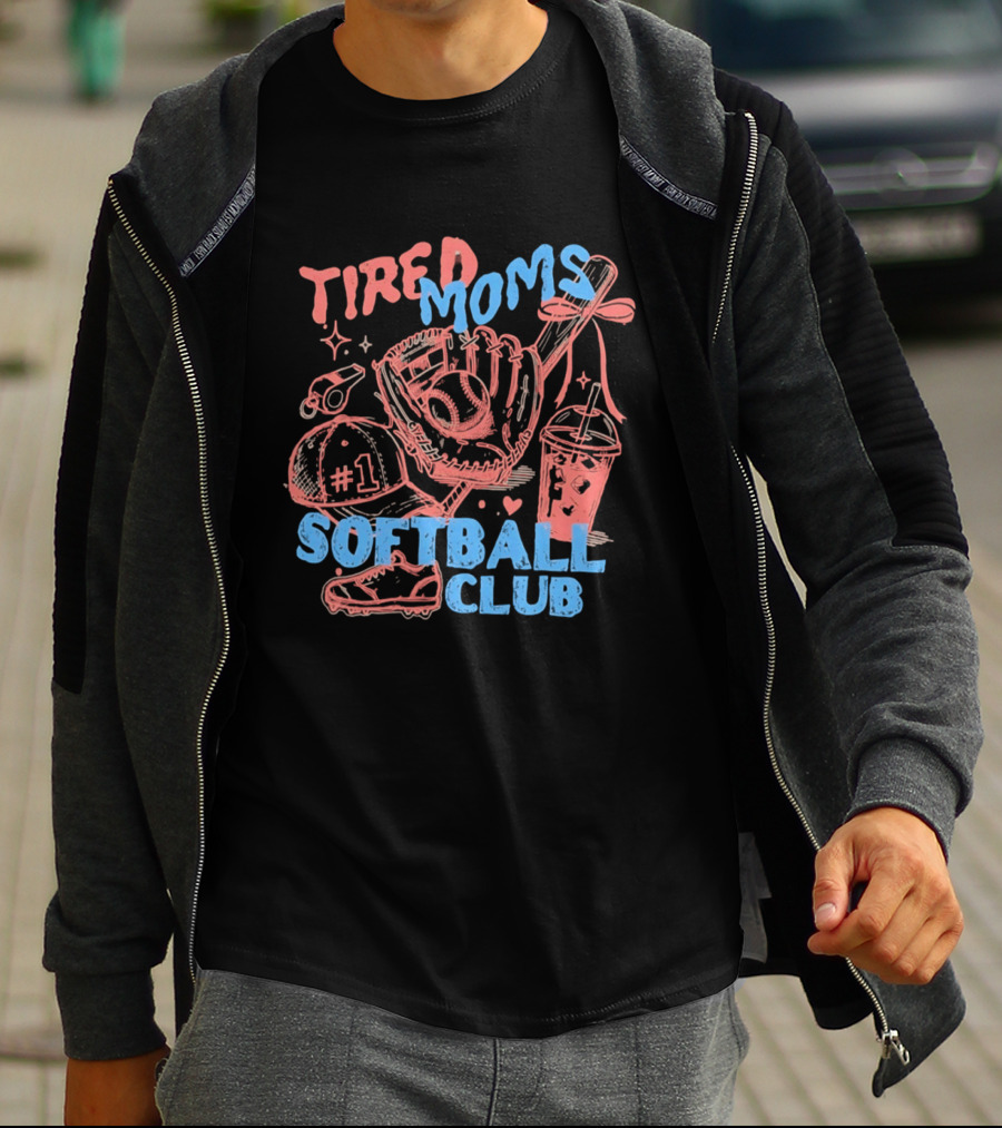 Tired Moms Softball Club Hat Whistle Glove Baseball Bat #1 Shoes T-Shirt
