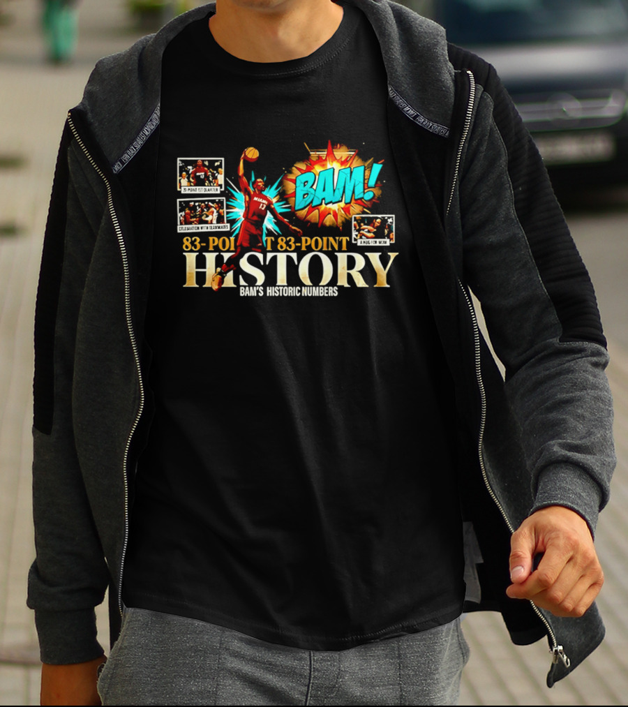 Miami Heat Bam Adebayo 83 Point History Bam's Historic Dunkers Comic T-Shirt