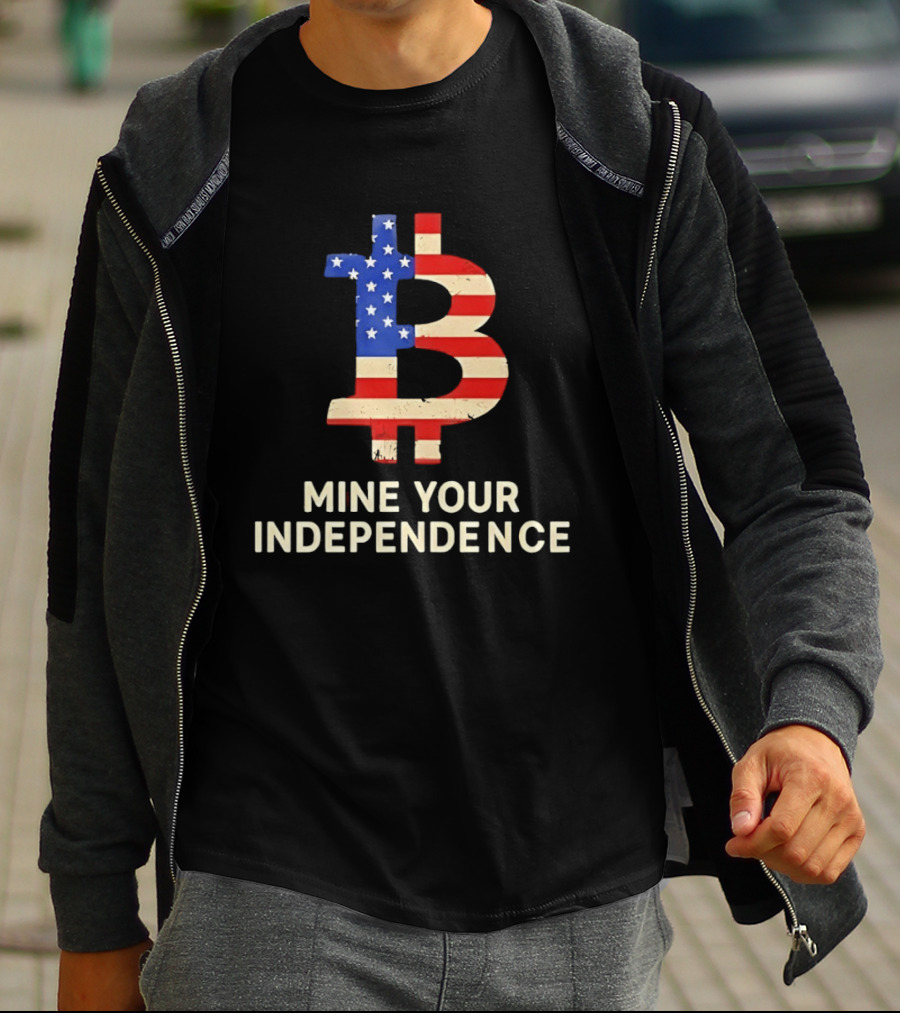 USA Flag Bitcoin Mine Your Independence T-Shirt