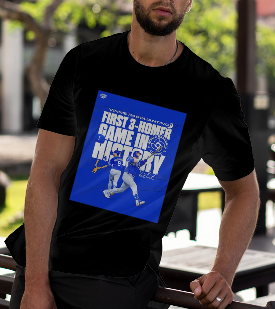 Vinnie Pasquantino First 3 Homer Game World Baseball Classic 2026 History T-Shirt