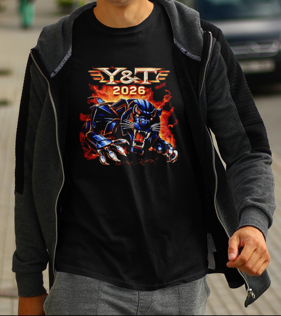 Y&T 2026 Black Tiger Roaring Fiery Beast T-Shirt