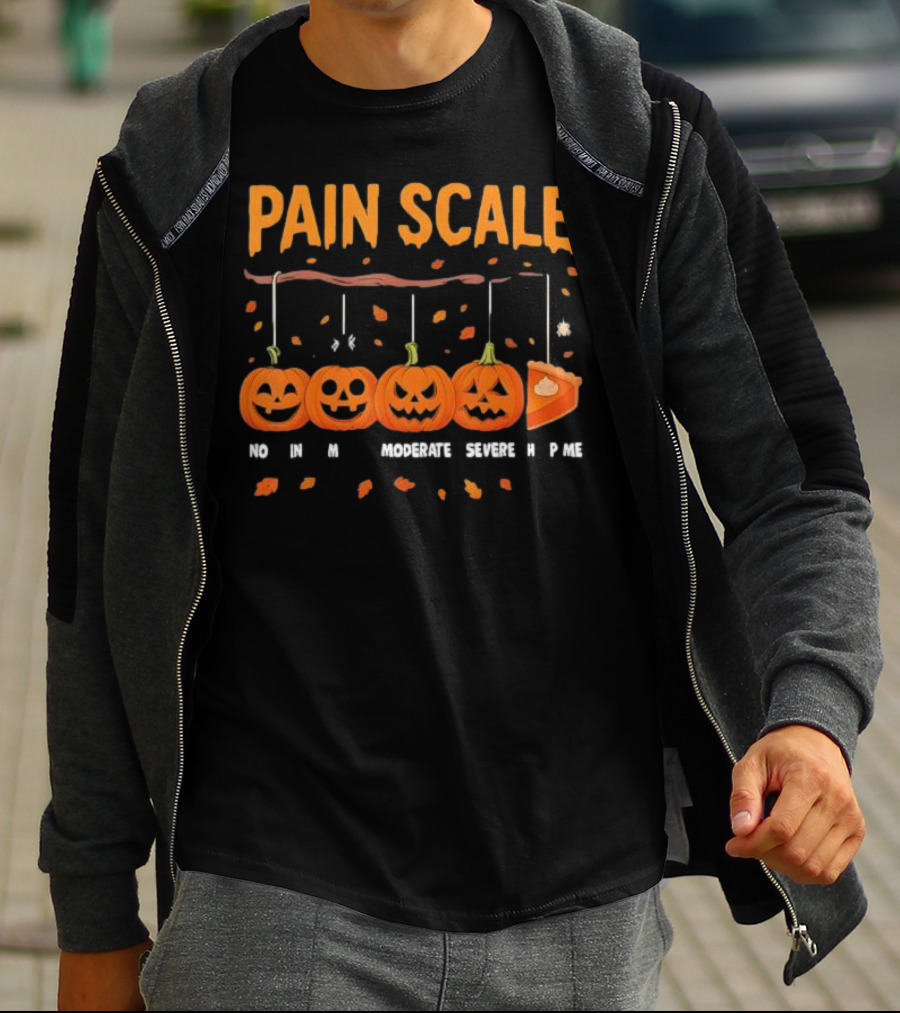 Pain Scale No Mild Moderate Severe Pie Pumpkin Halloween T-Shirt