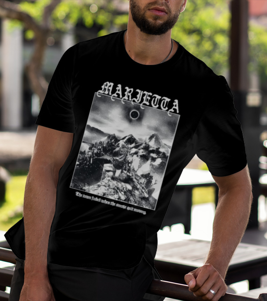 Marietta The Town Faded Eclipse Over Mountains And Town T-Shirt