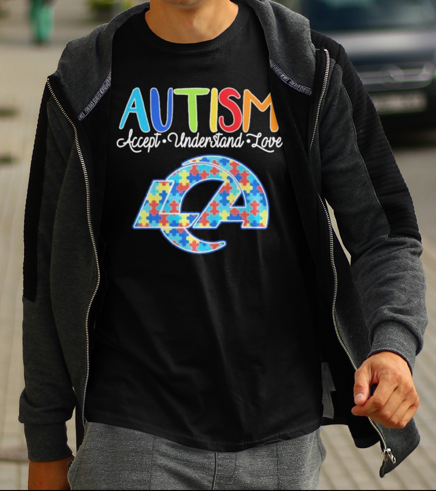 Los Angeles Rams Autism Accept Understand Love Puzzle Rams T-Shirt