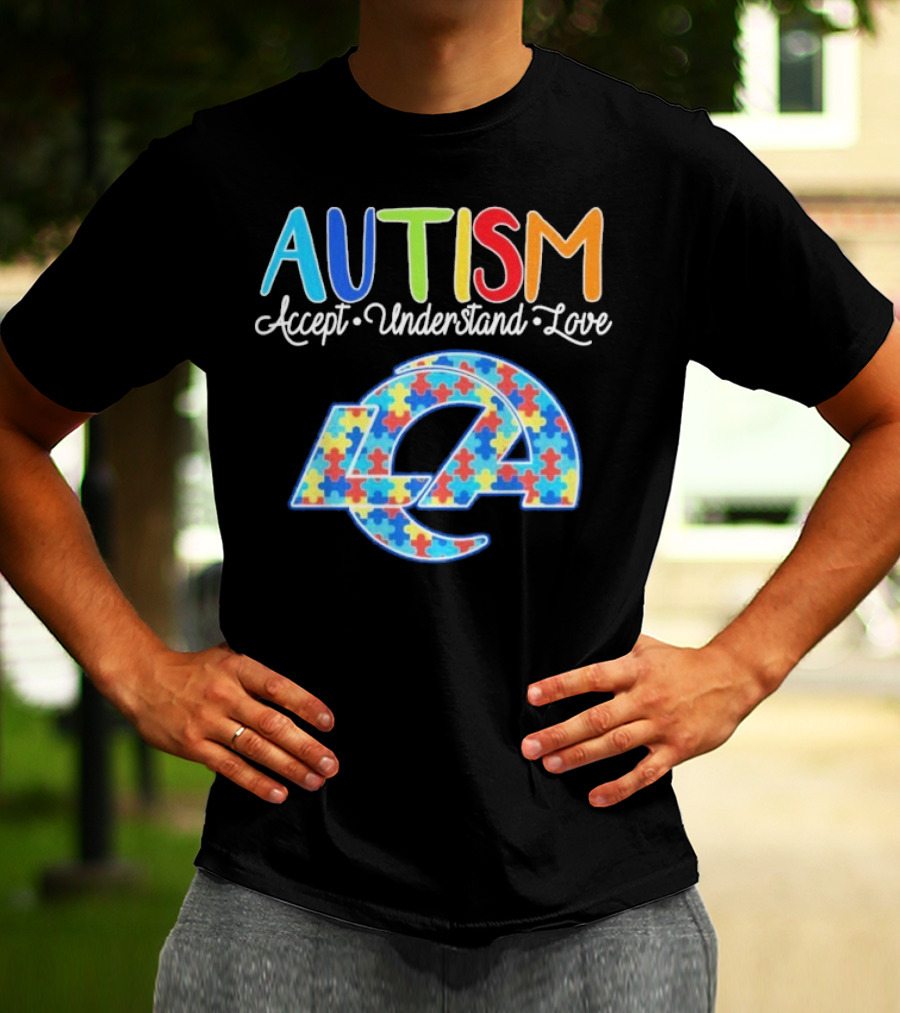 Los Angeles Rams Autism Accept Understand Love Puzzle Rams T-Shirt