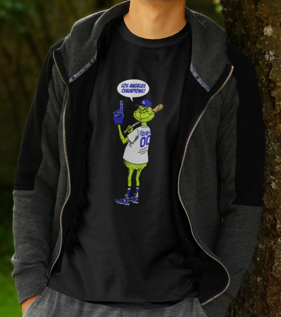 Los Angeles Dodgers Champions 2025 Merry Christmas Grinch Fan T-Shirt