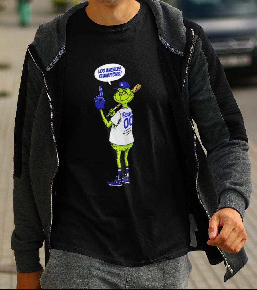 Los Angeles Dodgers Champions 2025 Merry Christmas Grinch Fan T-Shirt