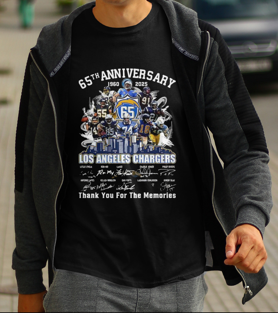 Los Angeles Chargers 65th Anniversary 1960 2025 Thank You For The Memories T-Shirt