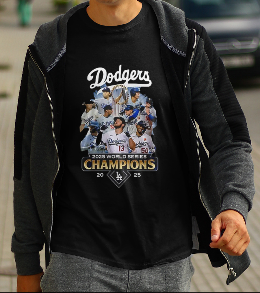 Dodgers 2025 World Series Champions Team Collage T-Shirt