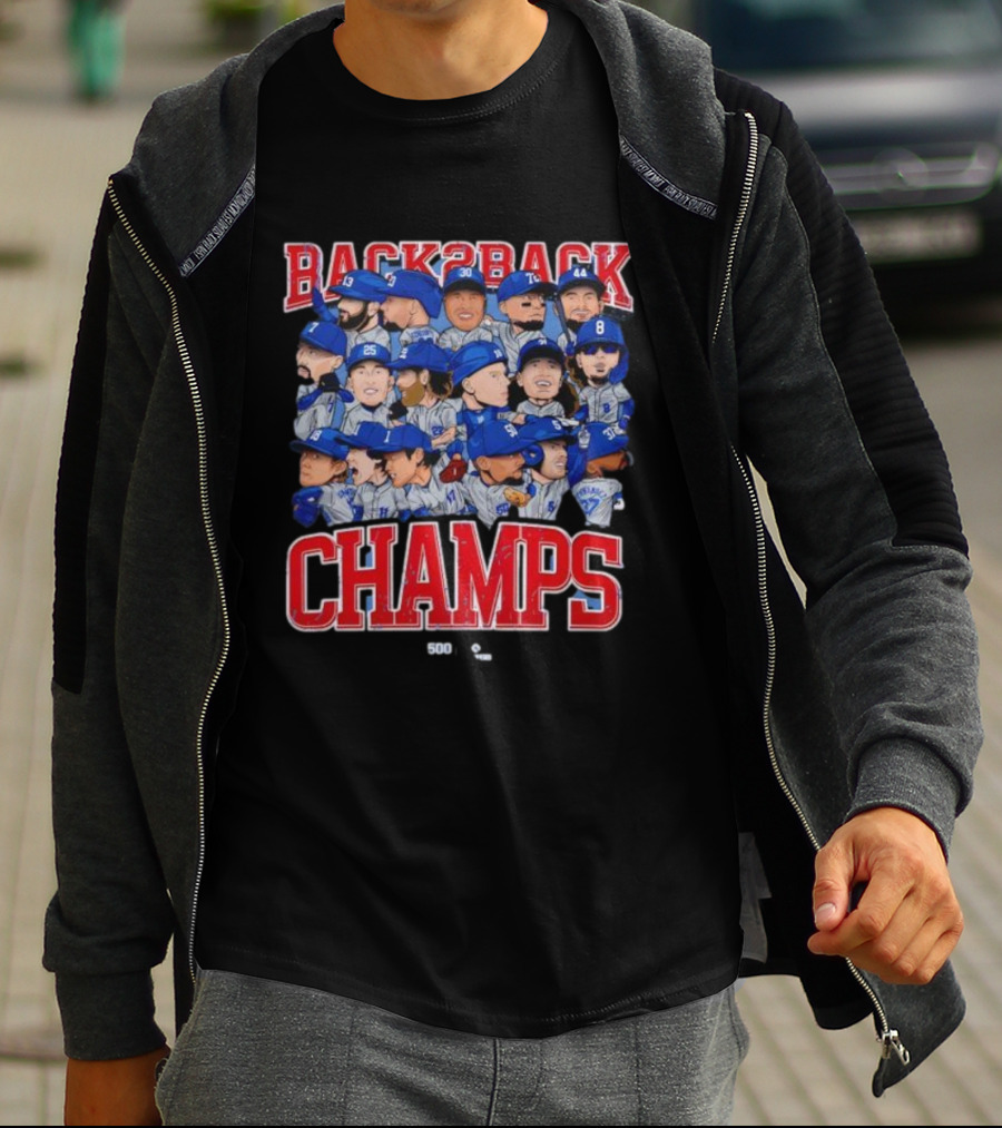Back2Back Champs Los Angeles Dodgers Players 50th Anniversary T-Shirt