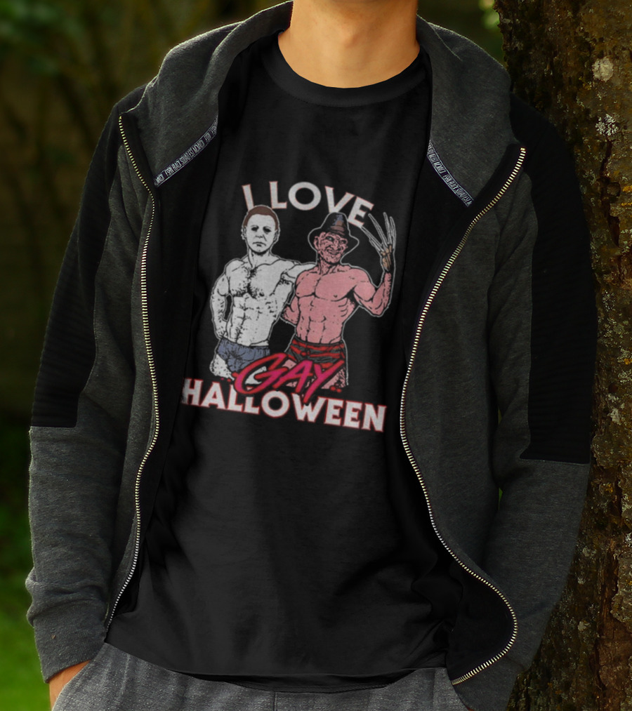 I Love Gay Halloween Michael Myers Freddy Krueger T-Shirt