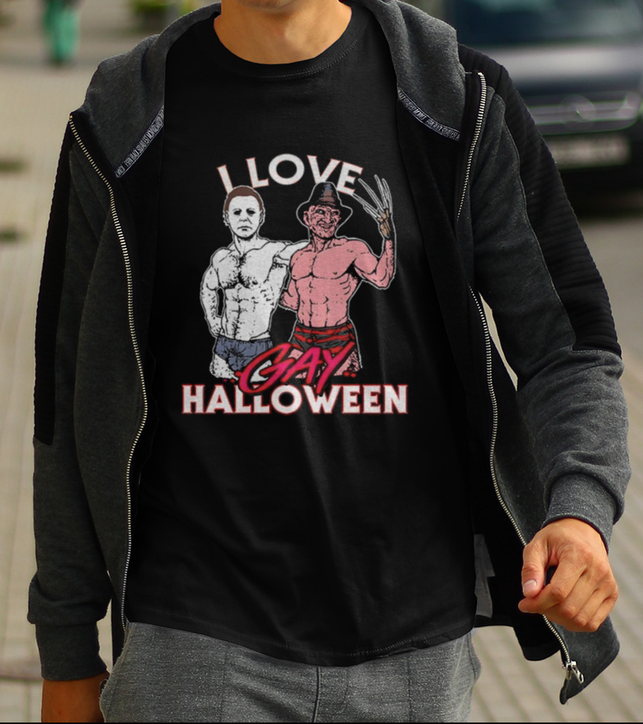 I Love Gay Halloween Michael Myers Freddy Krueger T-Shirt