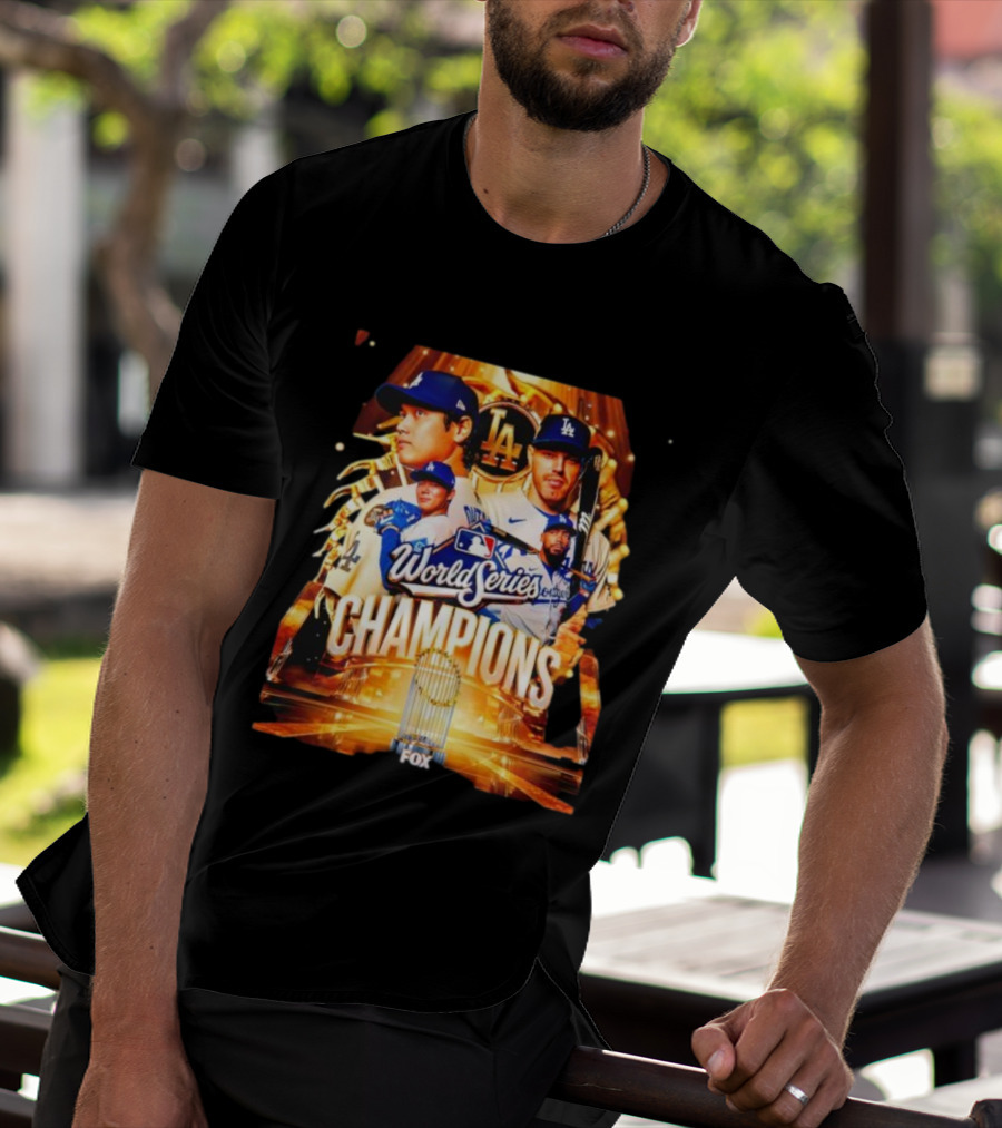 Los Angeles Dodgers 2025 World Series Champions MLB Logo Fox Sports Coverage T-Shirt