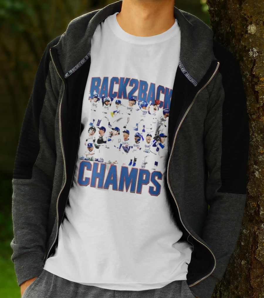 Back 2 Back LA Dodgers Champs Team Celebration T-Shirt