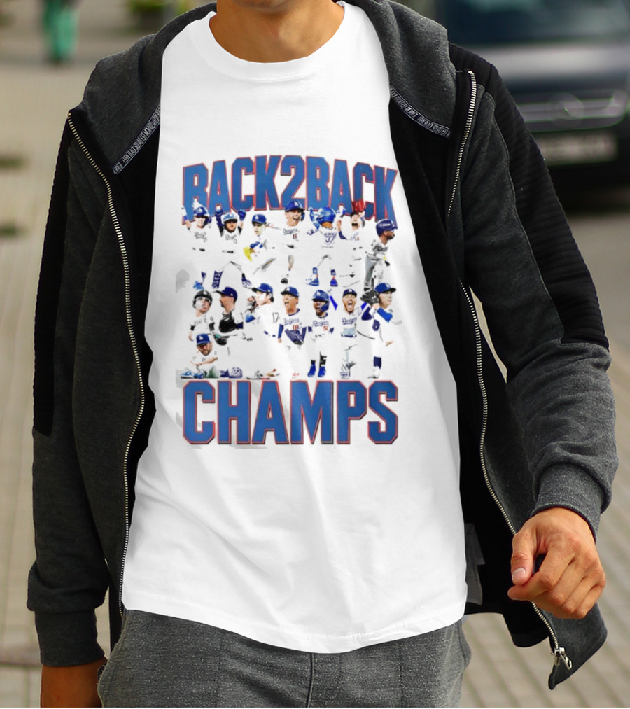 Back 2 Back LA Dodgers Champs Team Celebration T-Shirt