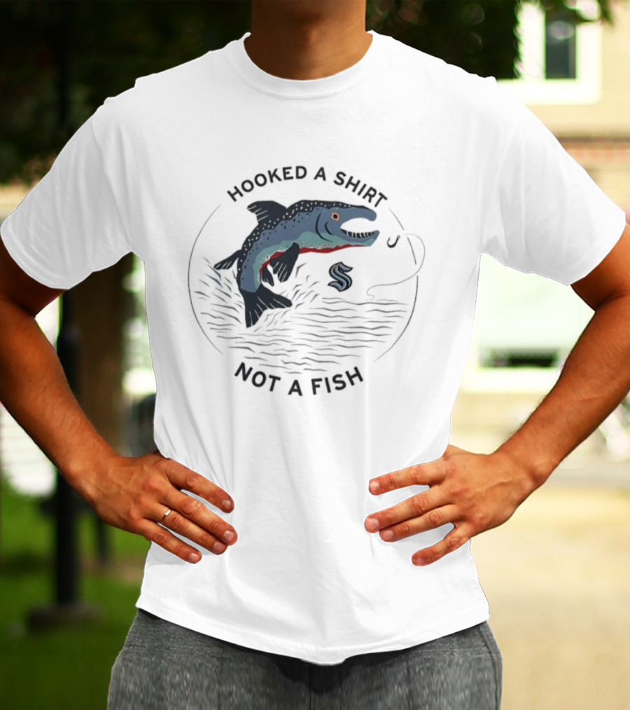 Hooked A Not A Fish Catchy Fishing Hook Design T-Shirt